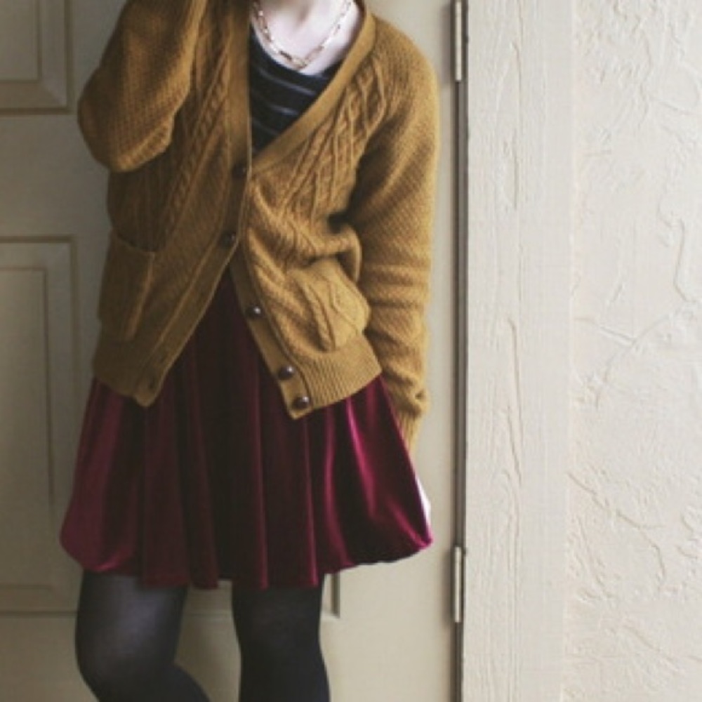 Forever 21 Cable Knit Mustard Cardigan